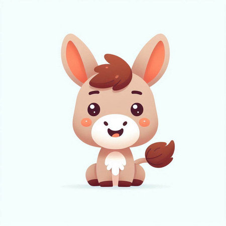 Cute cartoon donkey. Vector illustration. Cute animal character.のイラスト素材