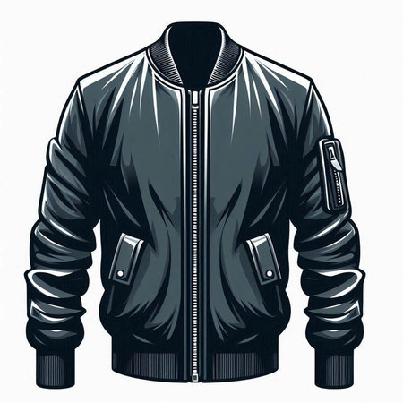 Men's leather jacket isolated on a white background. Vector illustration.のイラスト素材