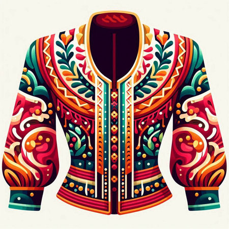 Vintage jacket with ethnic pattern. Vector illustration for your design.のイラスト素材