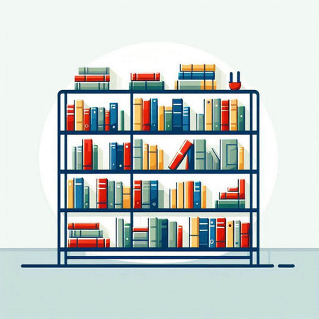 Bookshelf with books. Vector illustration in flat cartoon style.のイラスト素材