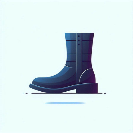 Illustration of a pair of blue rubber boots on a white backgroundのイラスト素材