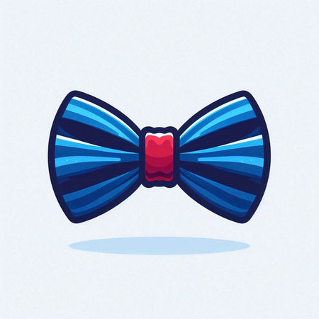 Illustration of a blue bow tie isolated on a white background.のイラスト素材
