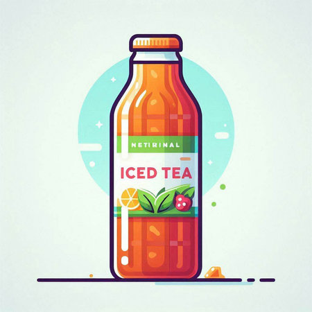 Bottle of iced tea with lemon and mint. Vector illustration.のイラスト素材