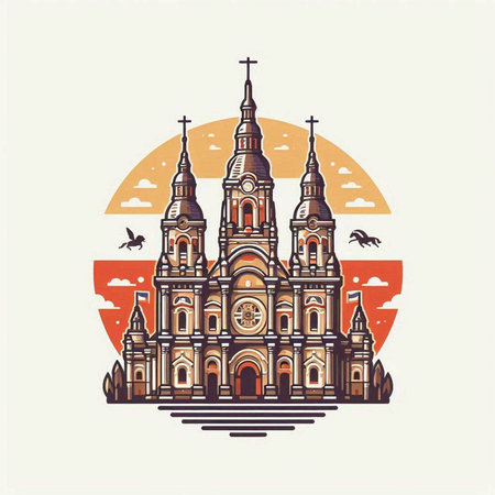 Church of St. John the Baptist, Moscow, Russia. Vector illustrationのイラスト素材