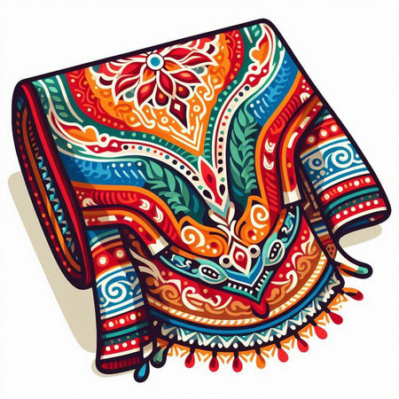 Hand-drawn vector illustration of an indian shawl.のイラスト素材
