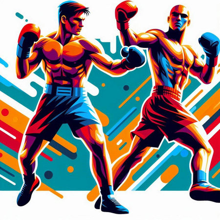 Boxing, fight, muay thai. Vector illustration.のイラスト素材