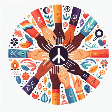International Day of Peace. Vector illustration in flat design style. World peace concept.のイラスト素材