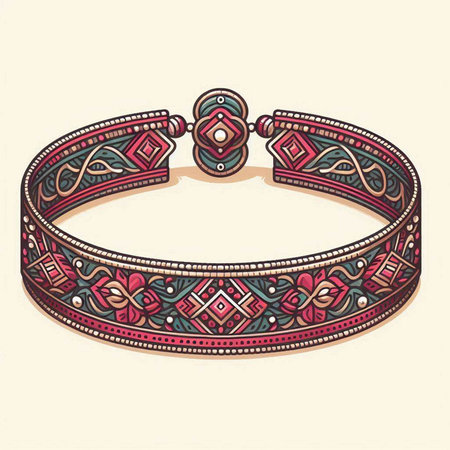 Hand drawn bracelets with ethnic ornaments. Vector illustration.のイラスト素材