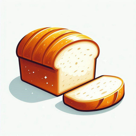 Illustration of a sliced loaf of bread on a white background.のイラスト素材