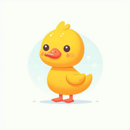 Cute cartoon duck. Vector illustration of a cute yellow duck.のイラスト素材