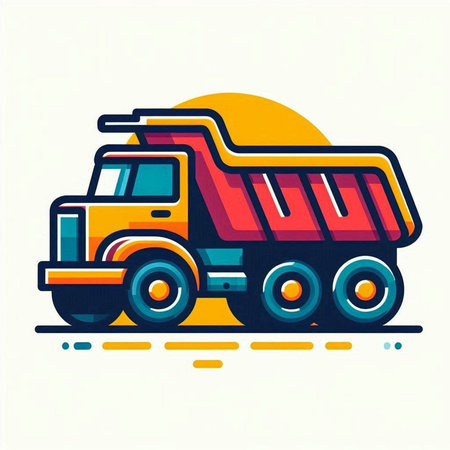 Modern flat vector illustration of a garbage truck. Colorful truck icon.のイラスト素材