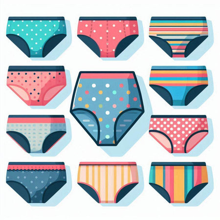 Women's underwear. Vector illustration in flat style. Set of panties.のイラスト素材