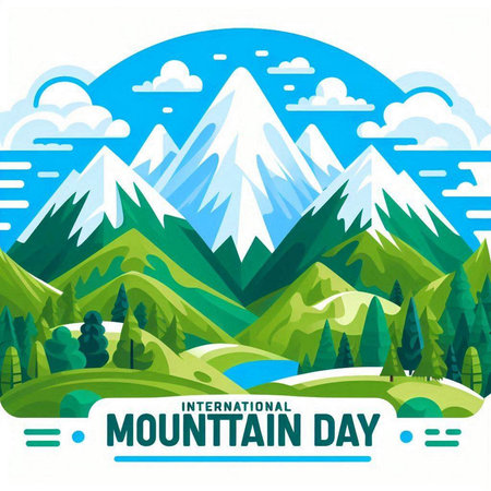 International Mountain Day Banner. Vector Illustration. World Environment Day.のイラスト素材