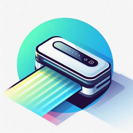 printer isometric illustration on a white background, 3d renderのイラスト素材