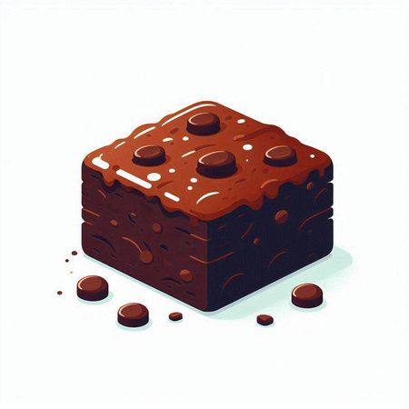 Illustration of a chocolate cake with chocolate chips on a white backgroundのイラスト素材