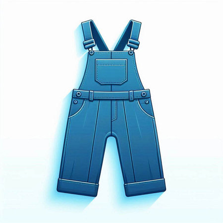 Blue overalls isolated on white background. Clipping path included.のイラスト素材