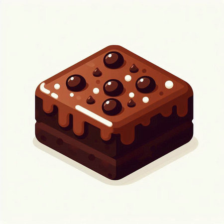 Illustration of a chocolate cake with chocolate glaze on a white backgroundのイラスト素材