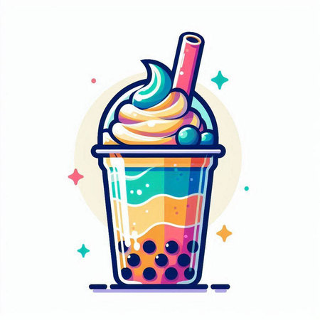 Ice cream in a glass. Vector illustration in a flat style.のイラスト素材