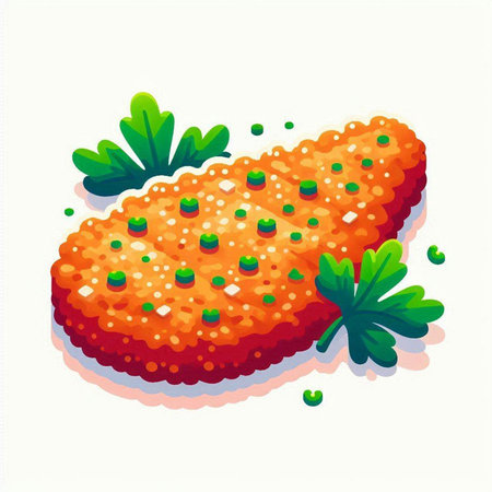 Illustration of fish cutlets on a white background. Vector illustrationのイラスト素材