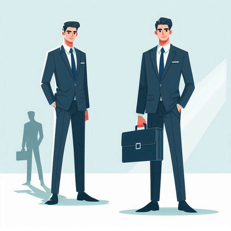 Businessmen with briefcase. Vector illustration in flat cartoon style.のイラスト素材