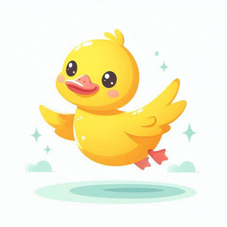 Cute yellow duck on white background. Vector illustration for your designのイラスト素材