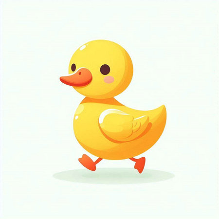 cute yellow rubber duck isolated on white background. vector illustration.のイラスト素材