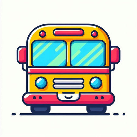 School bus icon. Vector illustration of a school bus isolated on a white background.のイラスト素材