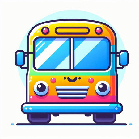 School bus. Cute cartoon character. Colorful vector illustration.のイラスト素材