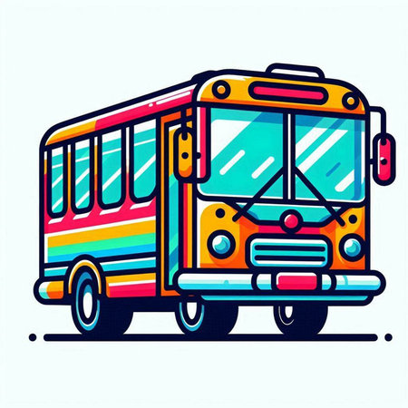 School bus on white background. Vector illustration in trendy flat style.のイラスト素材