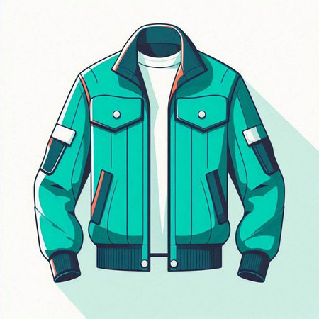 Vector illustration of a men's jacket on a white background. Vector illustration.のイラスト素材