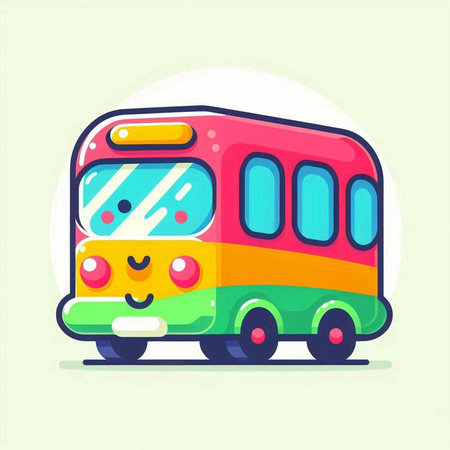 Cute bus. Vector illustration in a flat style on a light background.のイラスト素材