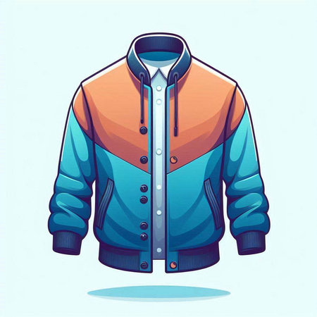 Vector illustration of a blue winter jacket isolated on white background. EPS10のイラスト素材