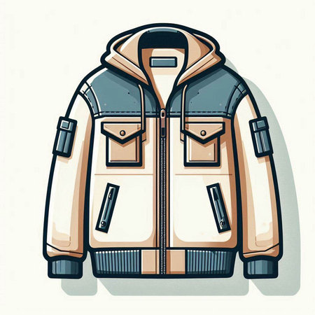Vector illustration of a jacket with a hood on a white background.のイラスト素材