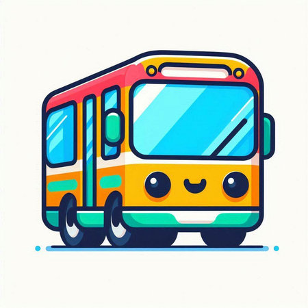 School bus. Vector illustration in cartoon style. Isolated on white background.のイラスト素材