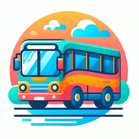 Bus icon, vector illustration. Flat design style. Vector illustration.のイラスト素材