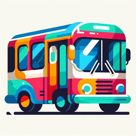 Bus in flat style. Colorful vector illustration for your design.のイラスト素材