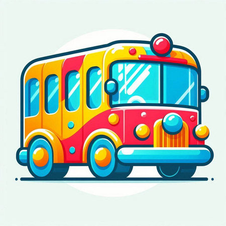 Cartoon school bus. Vector illustration of a school bus on a white background.のイラスト素材