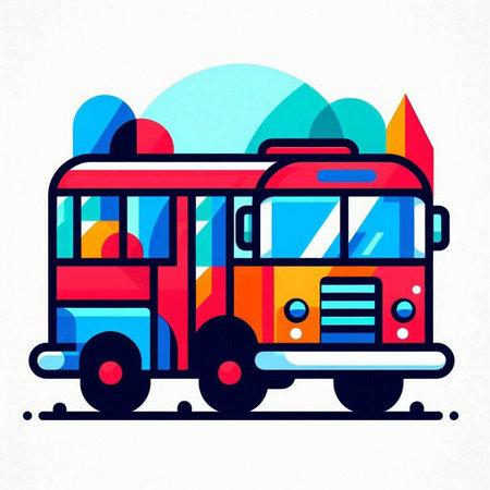 Colorful bus on a white background. Vector illustration for your designのイラスト素材