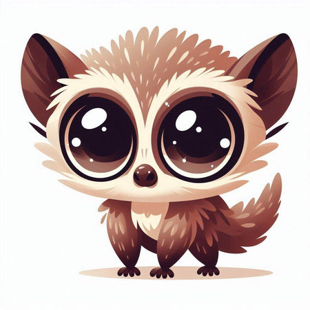 Cute cartoon baby raccoon with big eyes. Vector illustration.のイラスト素材