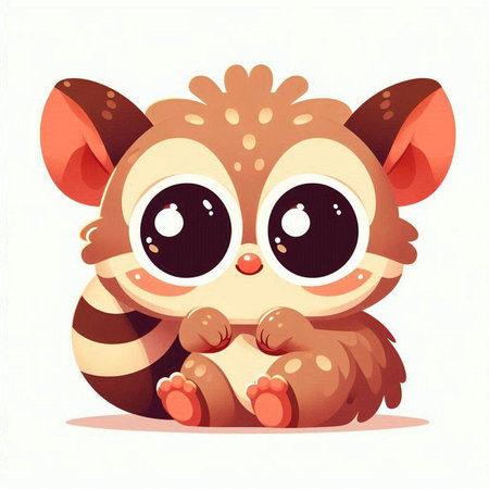 Cute cartoon baby tarsier with big eyes. Vector illustration.のイラスト素材