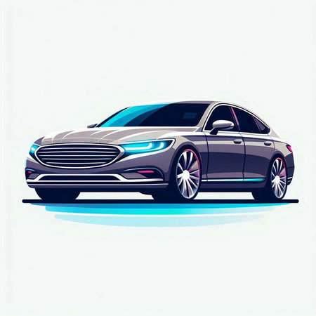 Modern car. Vector illustration. Isolated on a white background.のイラスト素材