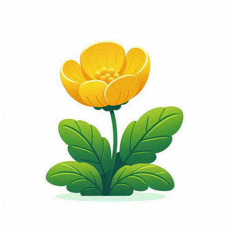cute yellow flower isolated on a white background. vector illustration.のイラスト素材