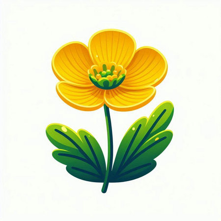 Vector illustration of a yellow flower on a white background. Isolated.のイラスト素材