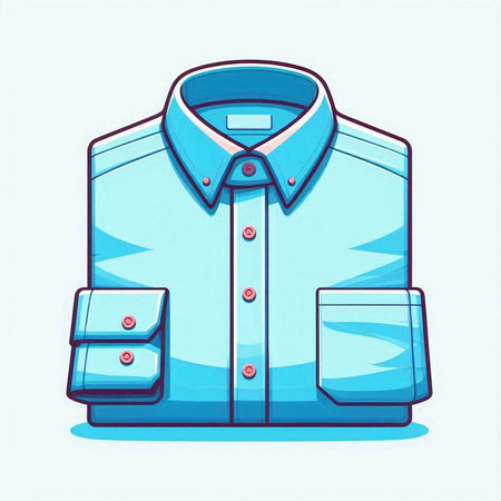 Blue shirt with pockets on a light blue background. Vector illustration.のイラスト素材