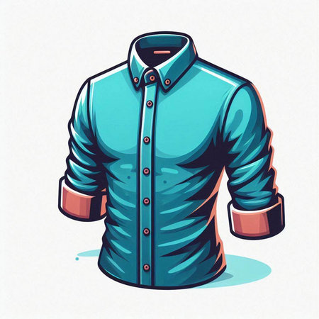 Illustration of a blue shirt, isolated on a white background.のイラスト素材