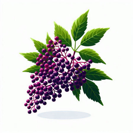 Elderberry bunch on a white background. Vector illustration for your designのイラスト素材