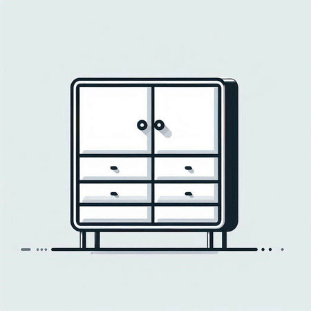 Illustration of a chest of drawers in a flat style.のイラスト素材