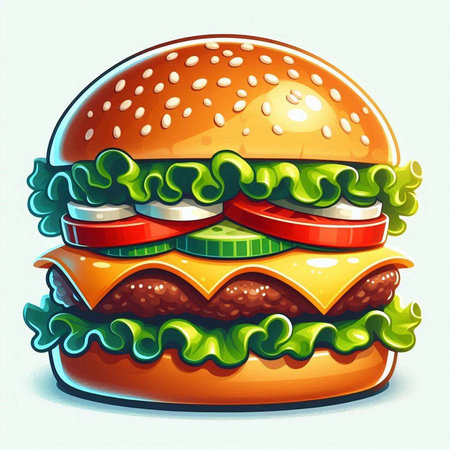 Illustration of a hamburger on a white background, vector illustrationのイラスト素材