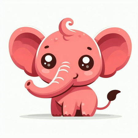 Cute cartoon elephant on a white background. Vector illustration in a flat style.のイラスト素材