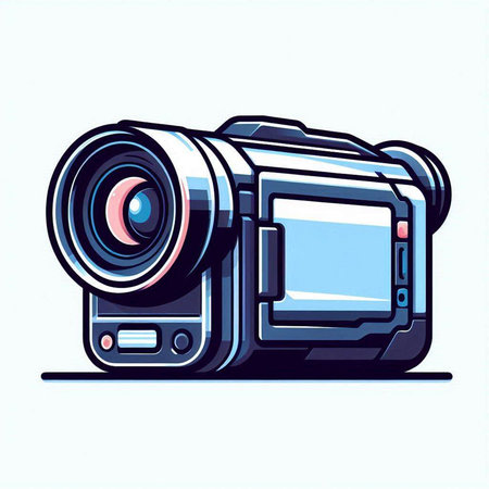 Digital camera on a white background. Vector illustration in cartoon style.のイラスト素材